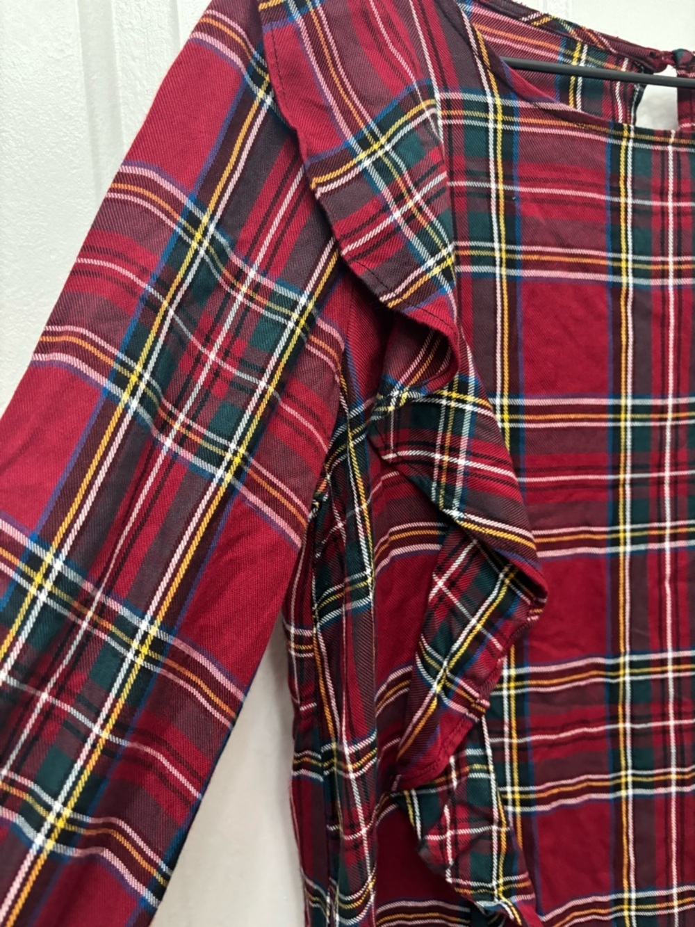 Sanctuary Red Plaid Ruffle Long-Sleeve Blouse - Picture 4 of 9